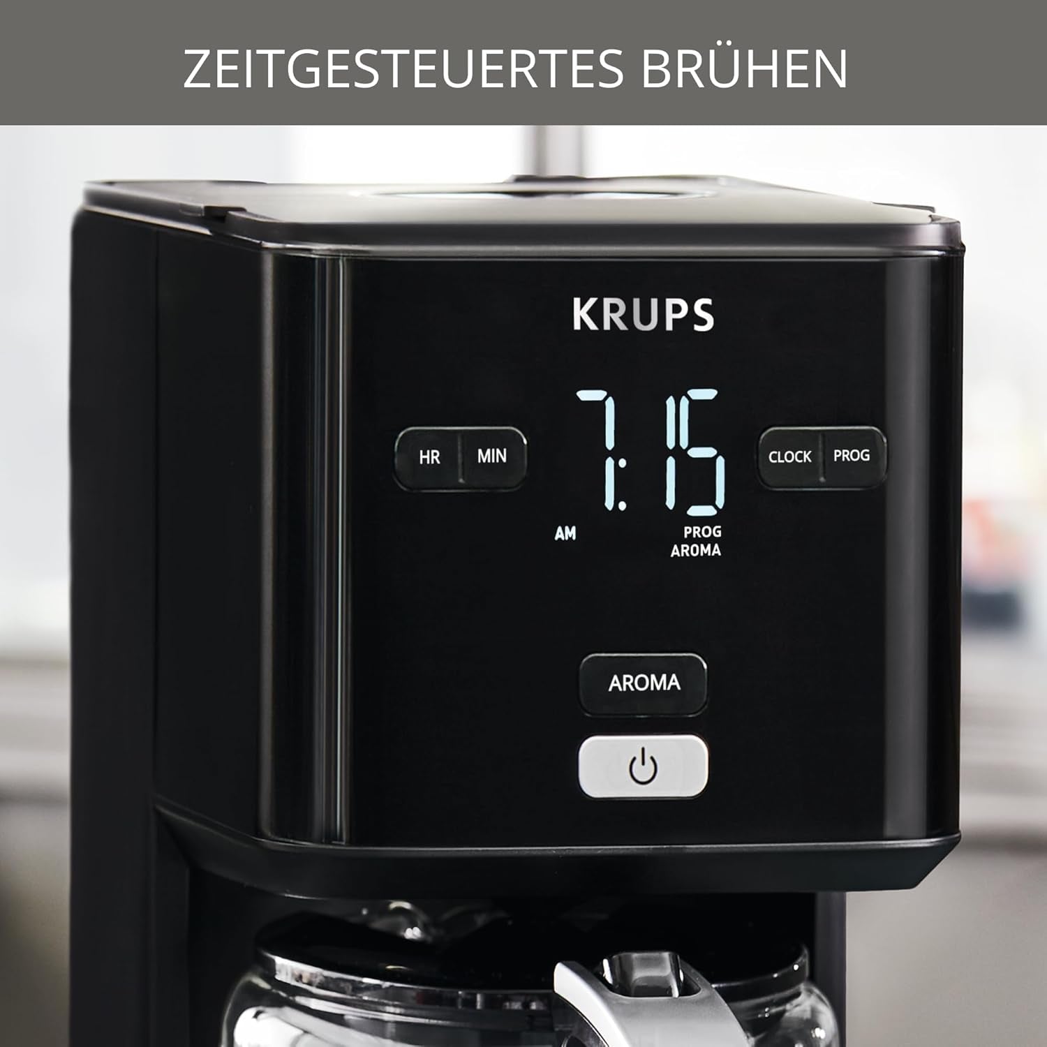 Krups Smart'n Light Kaffeemaschine mit Timer, für 1,25 Liter Filterkaffee, Warmhaltefunktion, Abschaltautomatik, Schwarz, KM600810