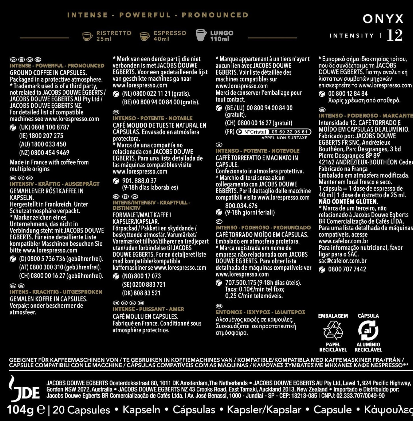 L'OR Espresso Kaffeekapseln Onyx | Intensität 12 | 200 kompatible Nespresso-Kapseln (R)* – exklusiv bei Amazon