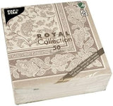 Papstar, 50 Servietten „ROYAL Collection“ 1/4 Falz 40 cm x 40 cm Mocca „Ornaments“, #19894