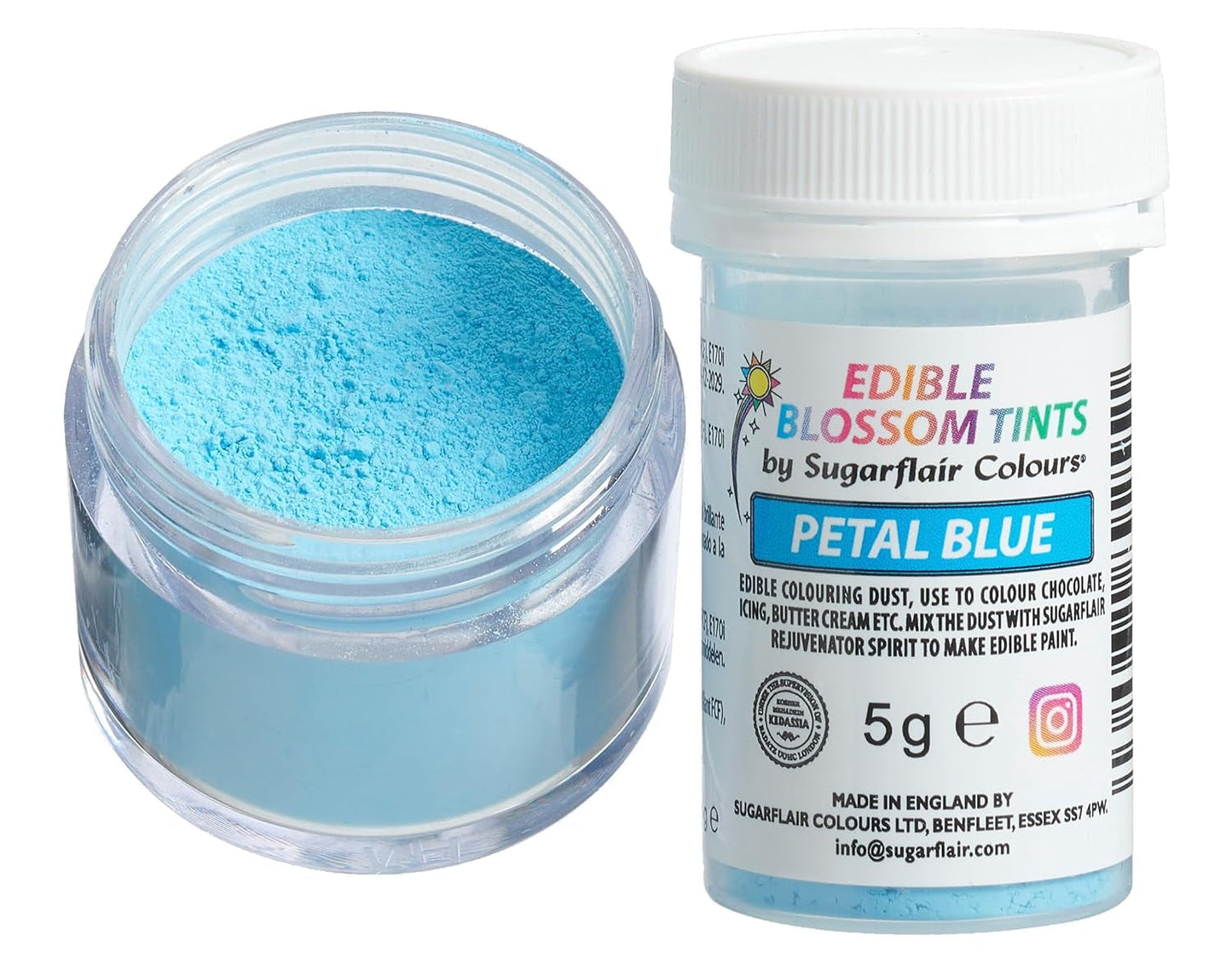 Sugarflair Blossom Tint Dust Petal Blue Lebensmittelfarbpulver – Lebensmittelfarbpulver für Kuchendekorationen, Fondant, Glasur, Schokolade, Buttercreme, Macarons und mehr – 5 g
