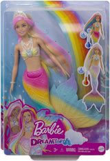 Barbie Dreamtopia Rainbow Magic Mermaid, Barbie Meerjungfrau mit Regenbogenhaar, durch Wasser aktivierte Farbwechselpuppe, 3 Jahre altes Spielzeug, Mädchengeschenk, GTF89 Naty Shop Dolls
