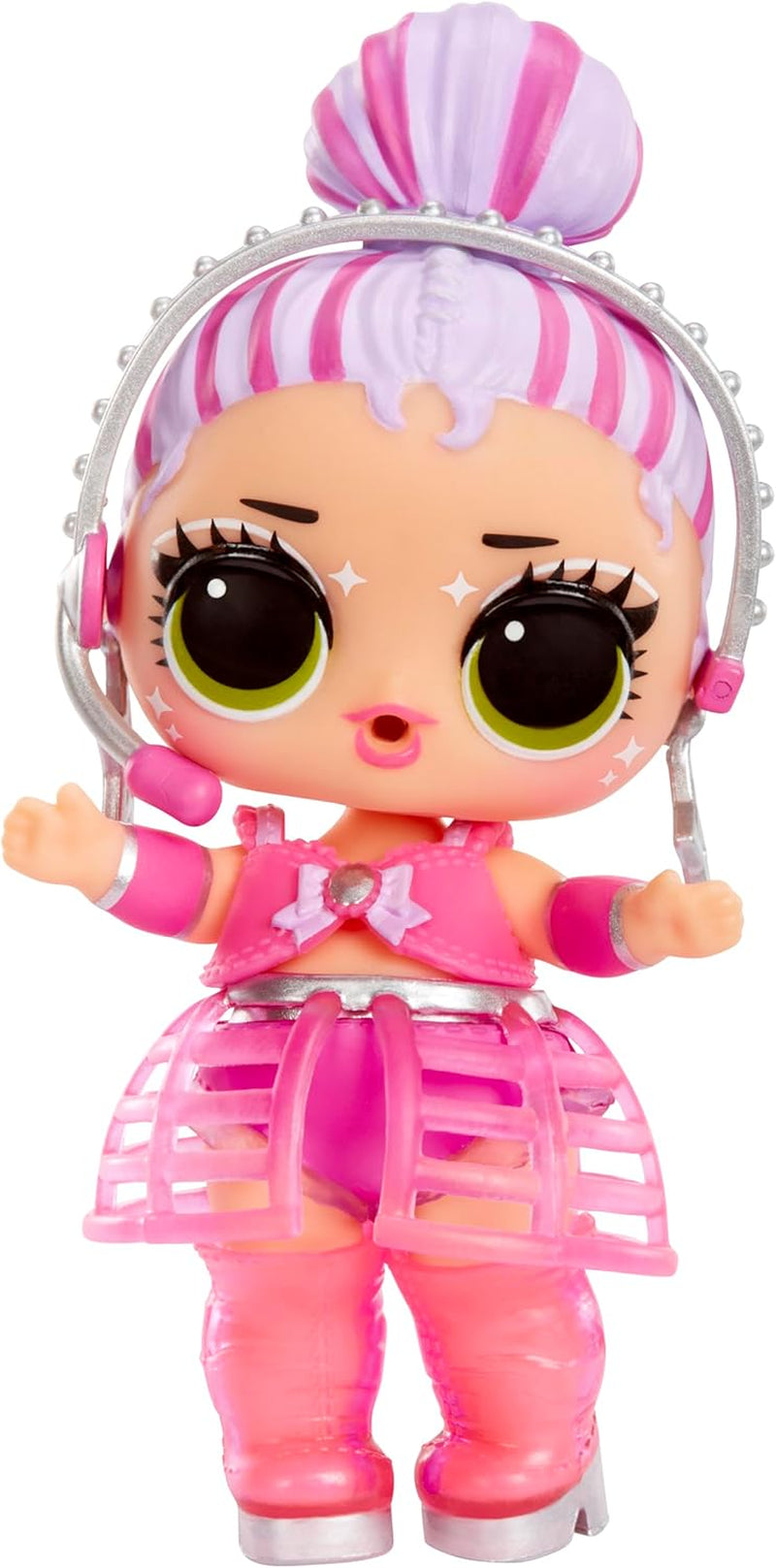 L.O.L. Überraschung! Neon Pop Stars Tots – 1 Schwarzlicht-Magie-Überraschungspuppe, Blindverpackung, 7 Sammelpuppen, jeweils mit Neon-Aufklebern und Zubehör, Geschenk für Kinder ab 4 Jahren, Naty Shop-Puppen