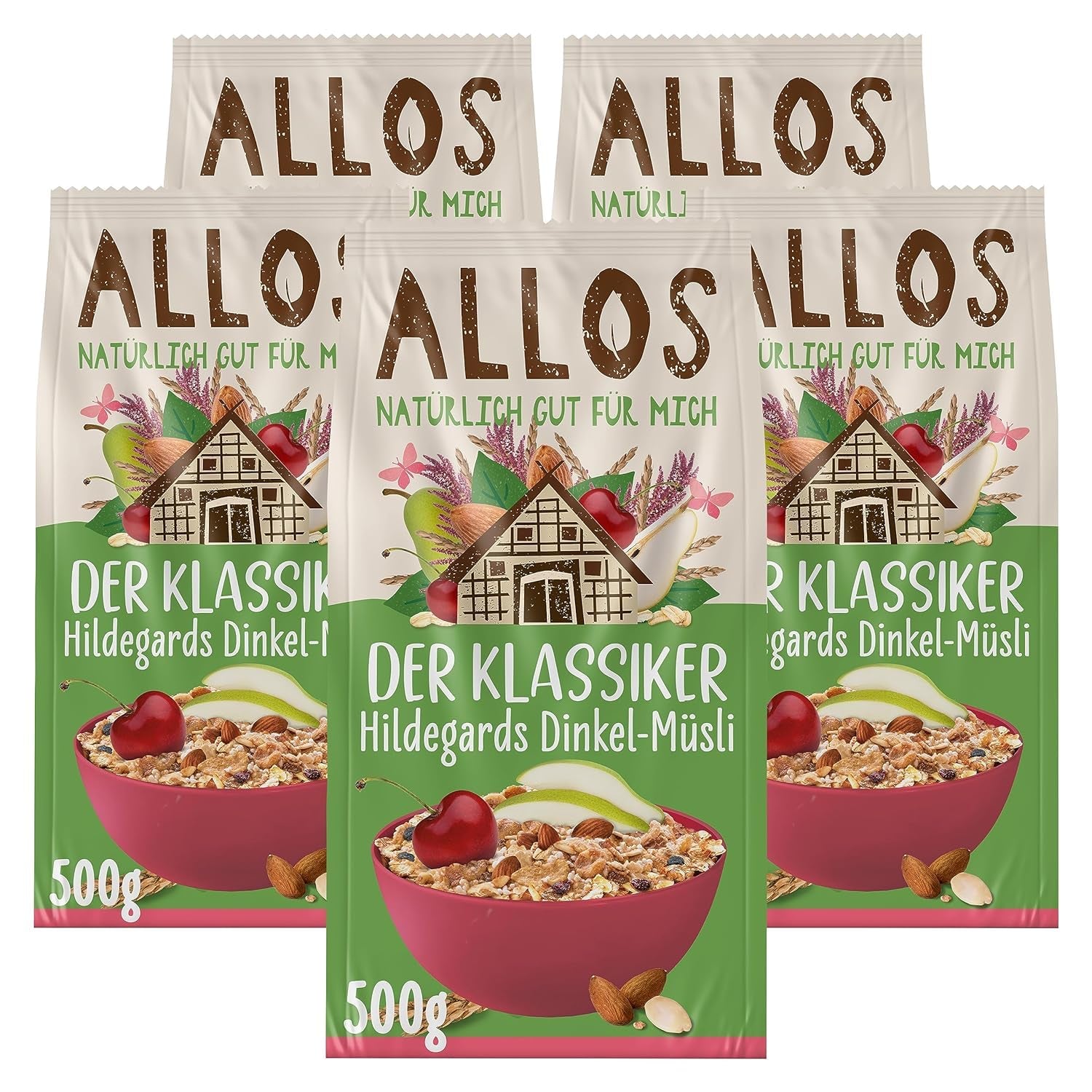 Allos ungesüßtes Proteinmüsli | Bio-Müsli | Haferflocken | Müsli zum Frühstück | Vegan (5 x 450g), 1 Stück (5er Pack)