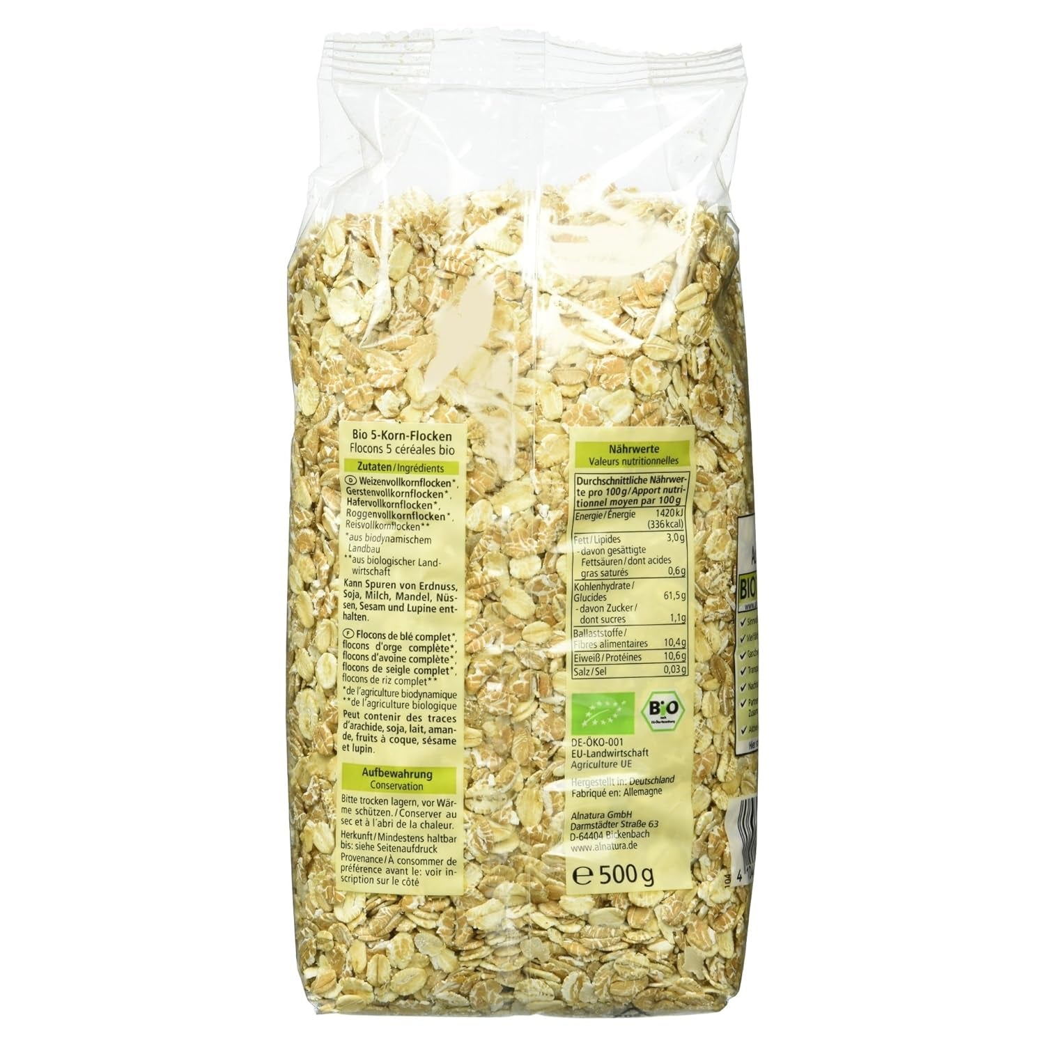 Bio-Flocken aus 5 Getreidesorten, 500 g