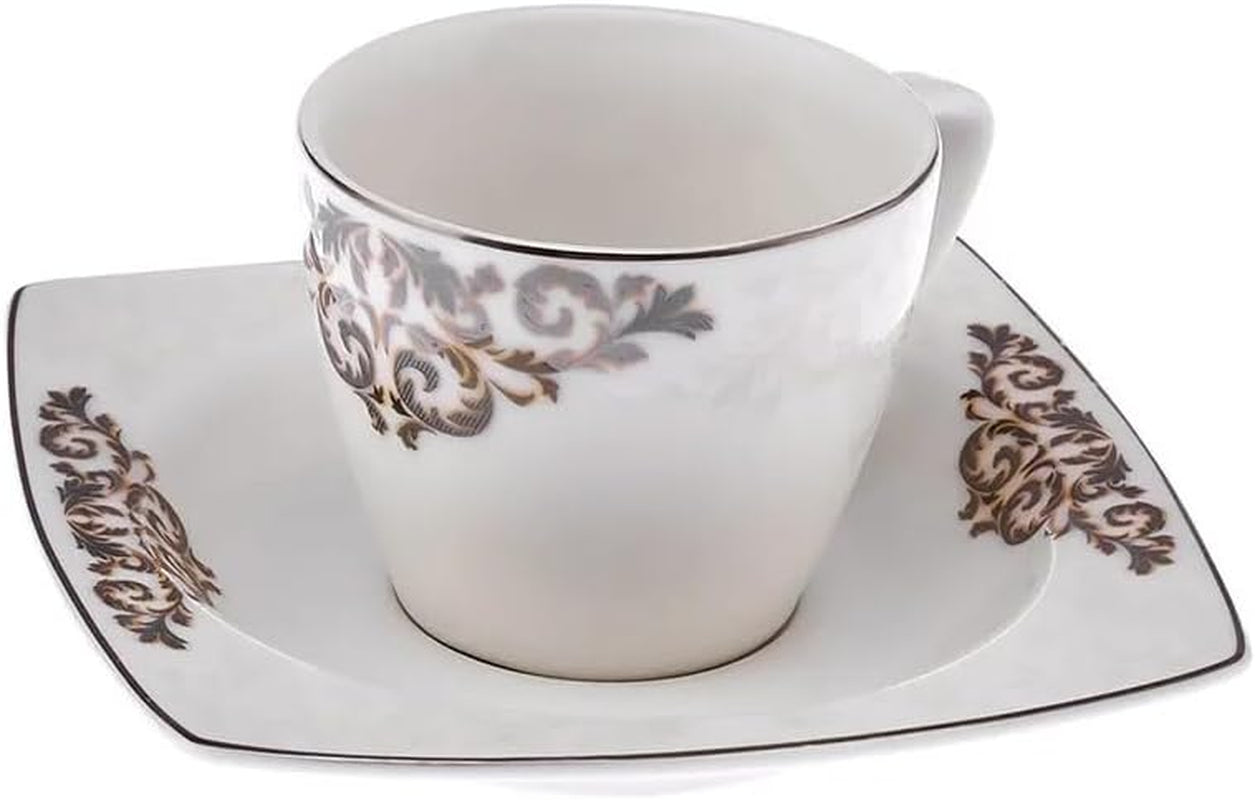 KARACA Nazende Espressotassen-Set aus Porzellan – 80 ml türkische Kaffeetassen mit Untertassen, 12-teiliges modernes Kaffeeservice mit 6 Kaffeetassen und 6 Untertassen, Mokkatassen – Weiß