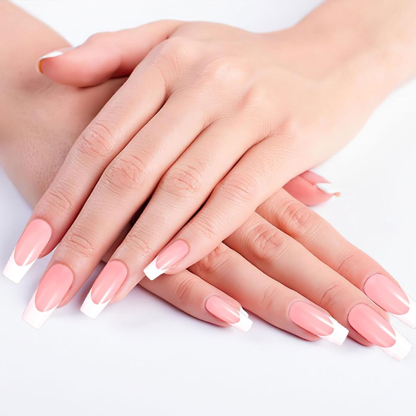 360 Stück künstliche Nägel, französische Nägel, mittelgroße rechteckige künstliche Nägel, natürliche künstliche Nägel, DIY falsche Nagelspitzen mit Nagelfeile, zum Aufdrücken künstlicher Nägel für Damen und Frauen