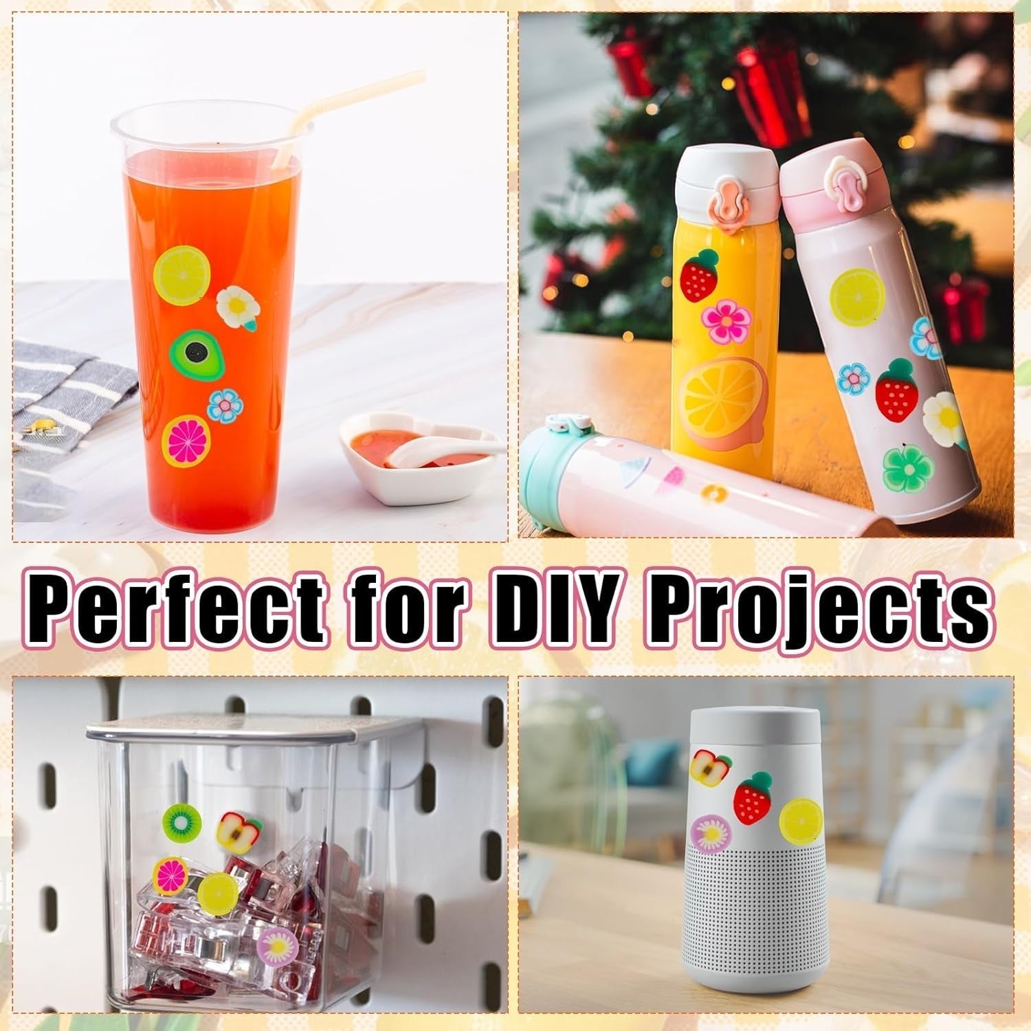 1000 Stk Nagel Obst Scheiben, Nagelkunst Fruchtscheiben Charms Cute Obst-Blumen Charms Mixed Set Mini 3D Obstscheibe Nail Art Zum Nagelkunst Praktische Deko DIY Schleimbasteln Ornament Scrapbooking