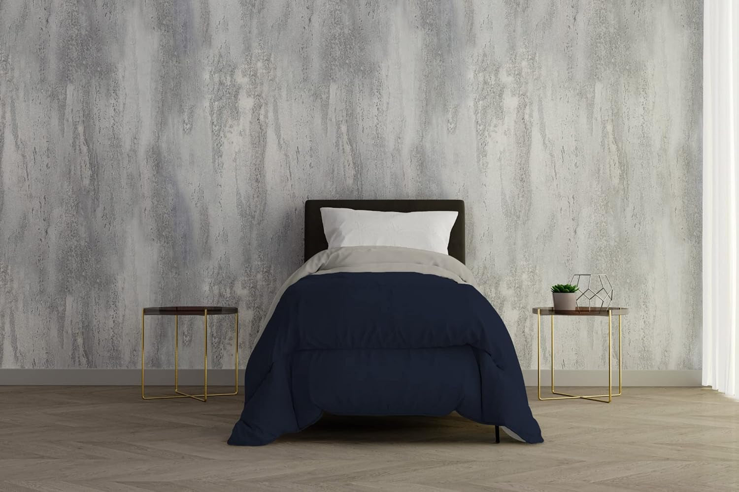 Italienische Bettwäsche, Winterdecke, Taupe/Creme, 250 x 200 cm. Naty Shop Steppdecken und Steppdecken, dunkelblau/hellgrau, 150 x 200 cm