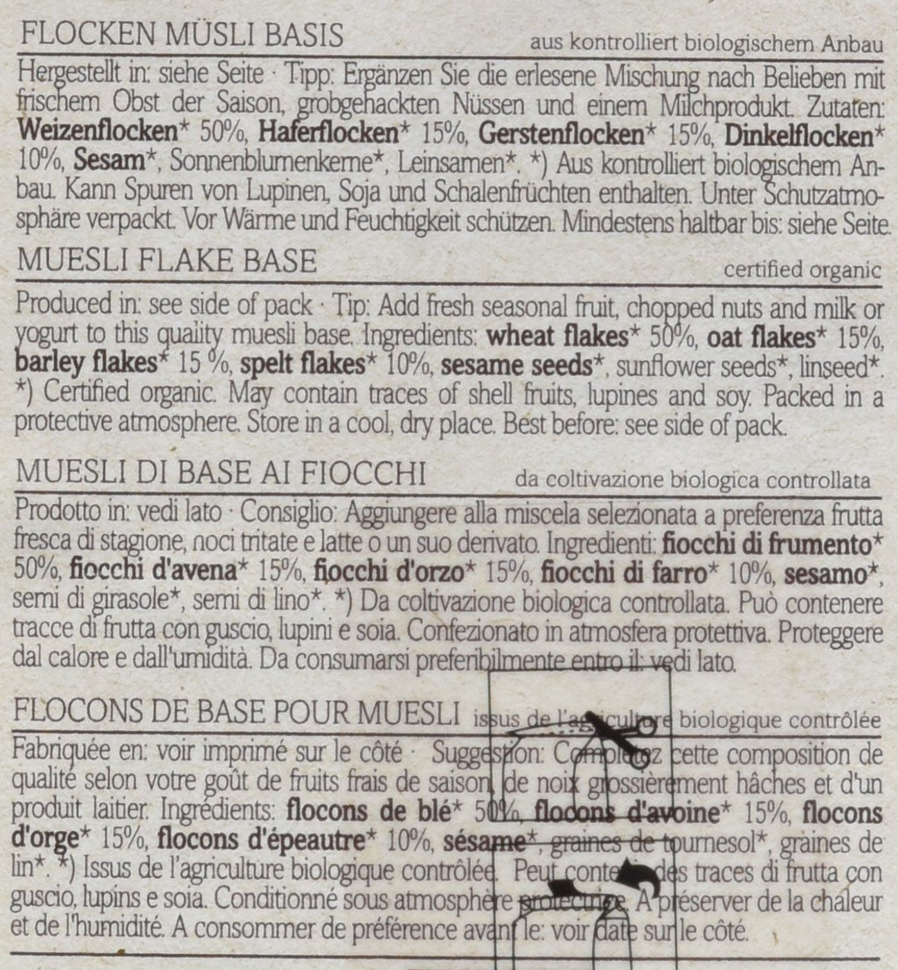 Verival Flocken Basis Müsli - Bio, 6er Pack (6 x 1 kg) Getreide Naty Shop