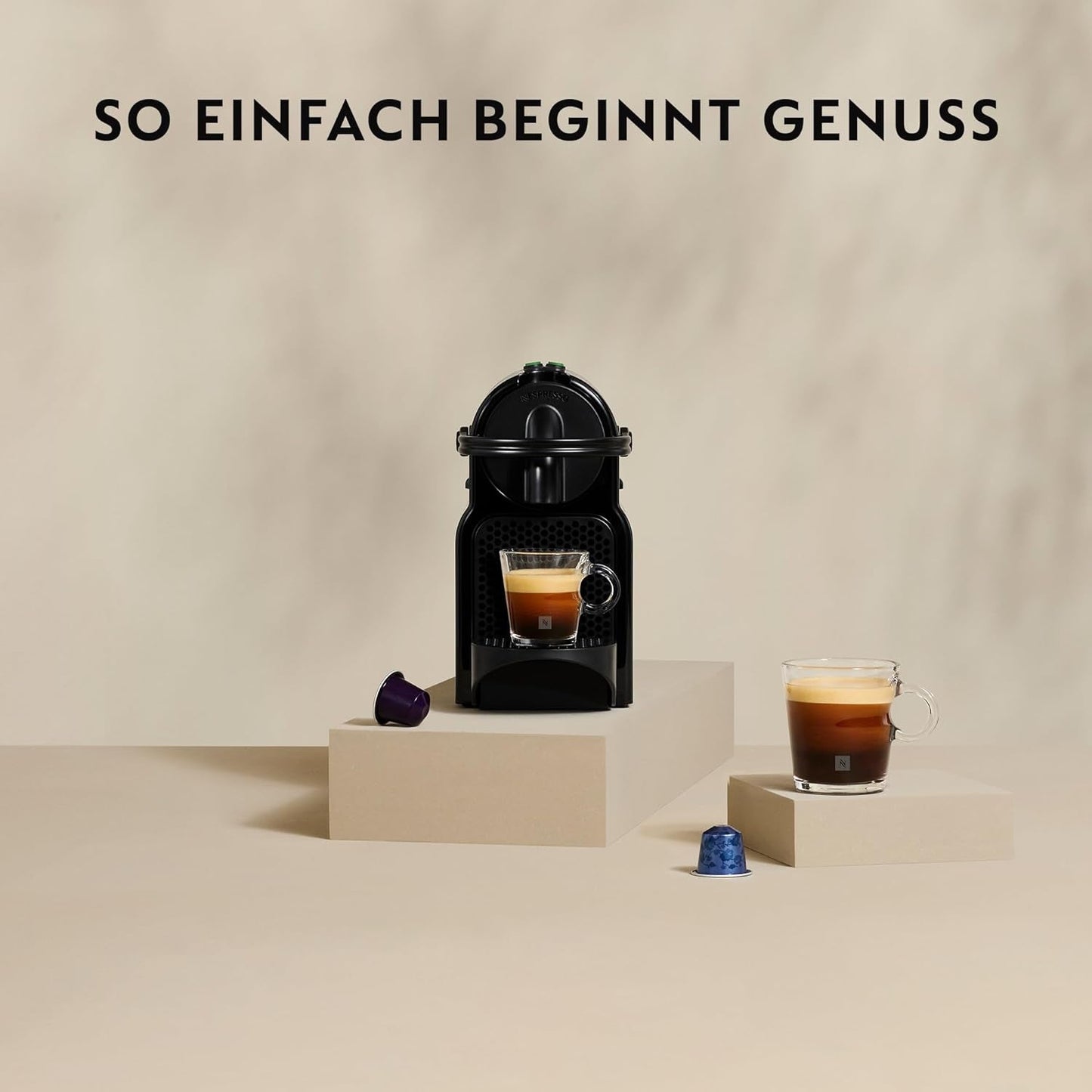 Nespresso Kapsel-Espressomaschine De'Longhi EN 80.B Inissia, Hochdruckpumpe und Energiesparfunktion, automatische Abschaltung nach 9 Minuten, Tassenvolumen für Espresso und Lungo, 0,7 l Wassertank, schwarz