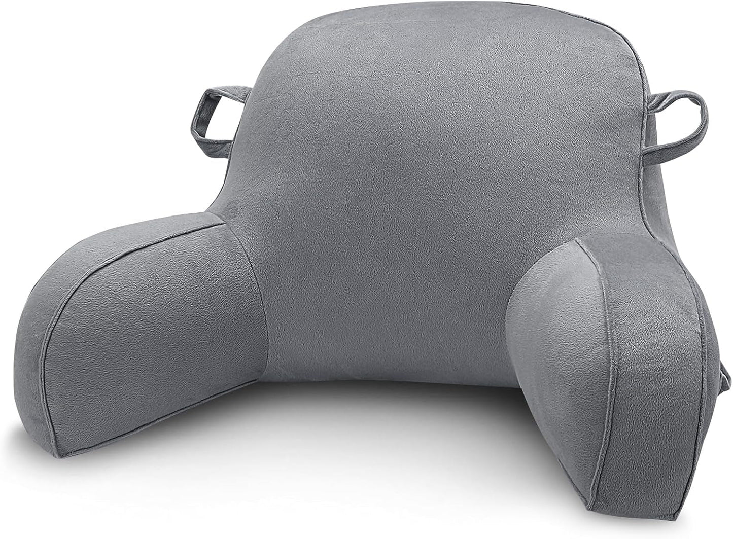 Lesekissen, Bettruhekissen für Erwachsene und Kinder, bequemes Samt-Rückenkissen mit Armlehnen, Taschen und Griff zum Sitzen im Bett, Rückenkissen zum Lesen, Lernen und Fernsehen