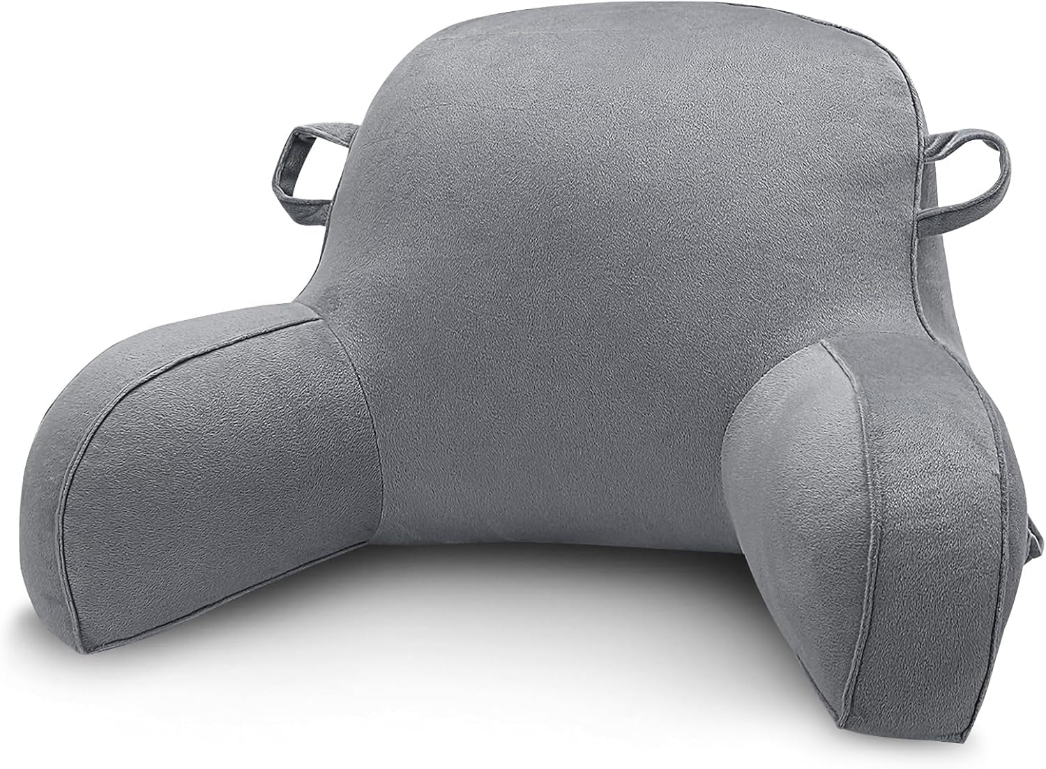 Lesekissen, Bettruhekissen für Erwachsene und Kinder, bequemes Samt-Rückenkissen mit Armlehnen, Taschen und Griff zum Sitzen im Bett, Rückenkissen zum Lesen, Lernen und Fernsehen