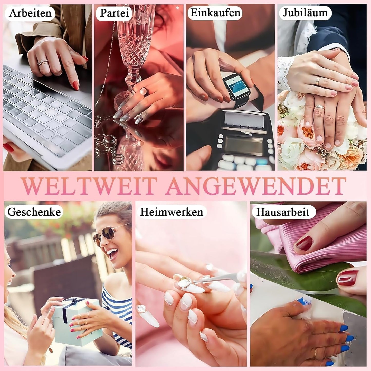360-teiliges Kunstnägel-Set – Kurze Kunstnägel in Nude-Rosa-Weiß mit Farbverlauf – Quadratische Kunstnägel zum Aufkleben – Vollflächige, glänzende, selbstklebende Nägel für Frauen und Mädchen (quadratisch)