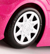 Barbie-Puppe und rosa glitzerndes Cabriolet, realistische Reifen, Logo, Spielzeug für Kinder ab 3 Jahren, DJR55