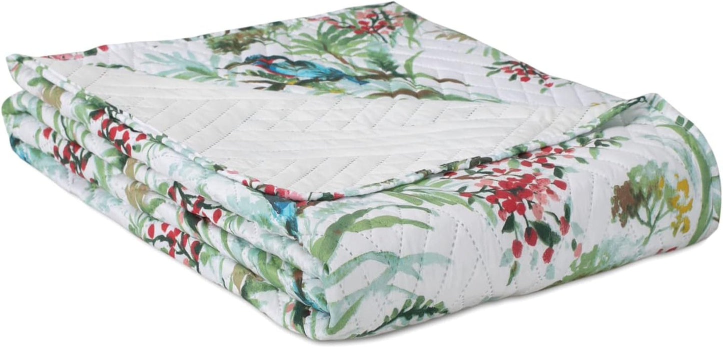 Ameliahome Tagesdecke Tagesdecke 260 x 280 cm, doppelseitig, pflegeleicht, Steppung, Pflanzenmuster, Vogelmuster, mehrfarbig, Eisvogel, Betten und Decken. Besuchen Sie den AmeliaHome-Store