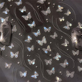 2 Blätter Schmetterling Nagelsticker Selbstklebend,Muschel Glitzer Nail Art Butterfly Nail Sticker Lila Grau Schmetterlinge Nagelaufkleber Relief Laser Butterflies Nagel Sticker Nageldesign Zubehör