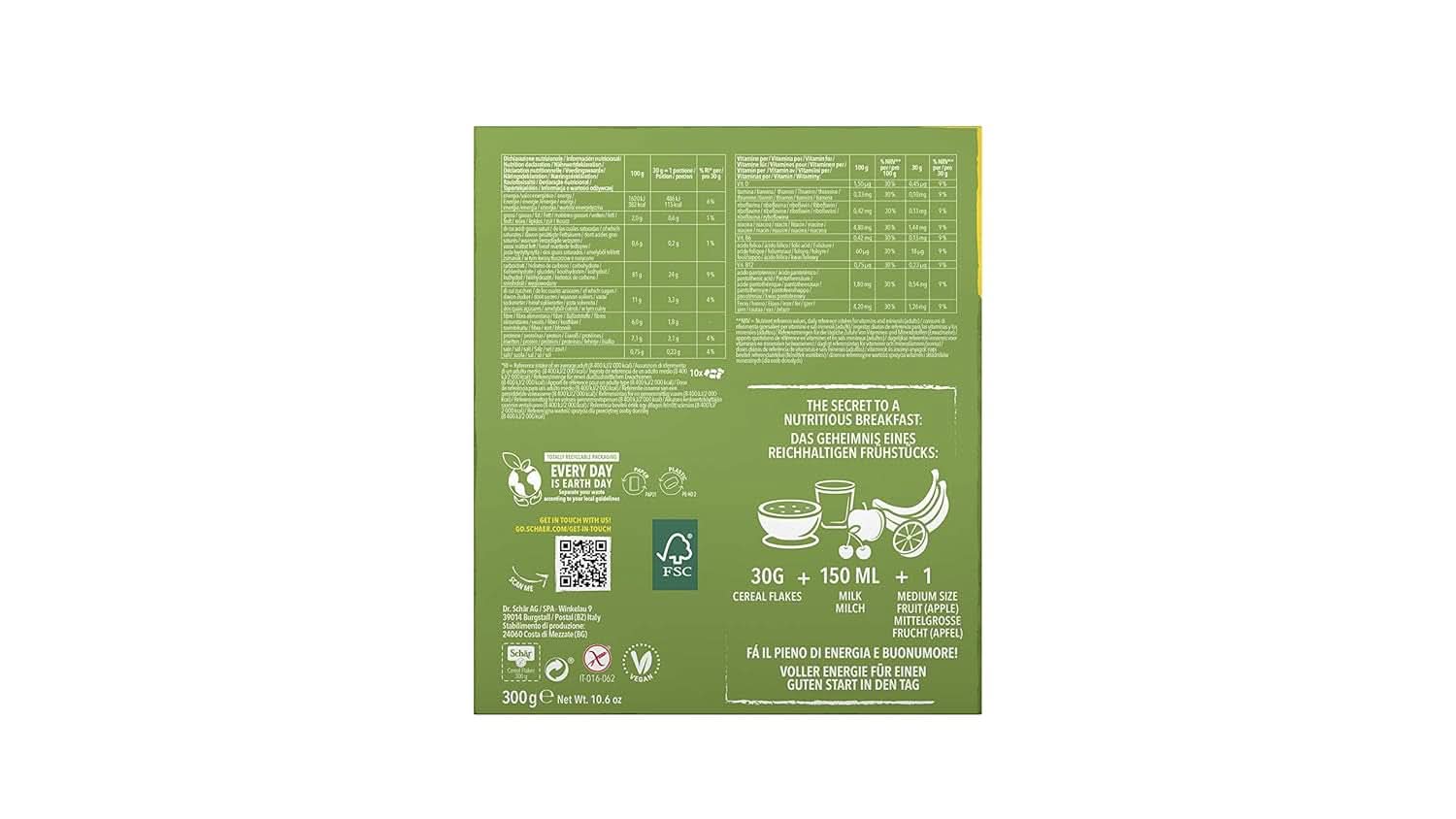 Glutenfreie Getreideflocken 300 Gramm, 8er Pack Cereale Naty Shop