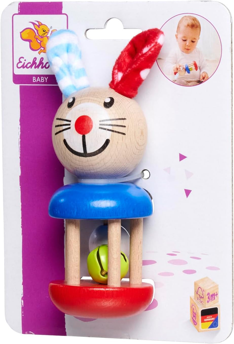 Eichhorn/Heros 100017013 - Rassel für Kinder, Muster - Hase Babyspielzeug Naty Shop