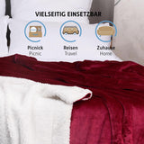 Komfortec-Kuscheldecke 150 x 200 cm, Öko-Tex-zertifizierte flauschige Fleecedecke, warme Sherpa-Decke für das Sofa, dicke Decke für das Sofa, bordeauxrote Betten und Decken. Besuchen Sie den Komfortec-Store