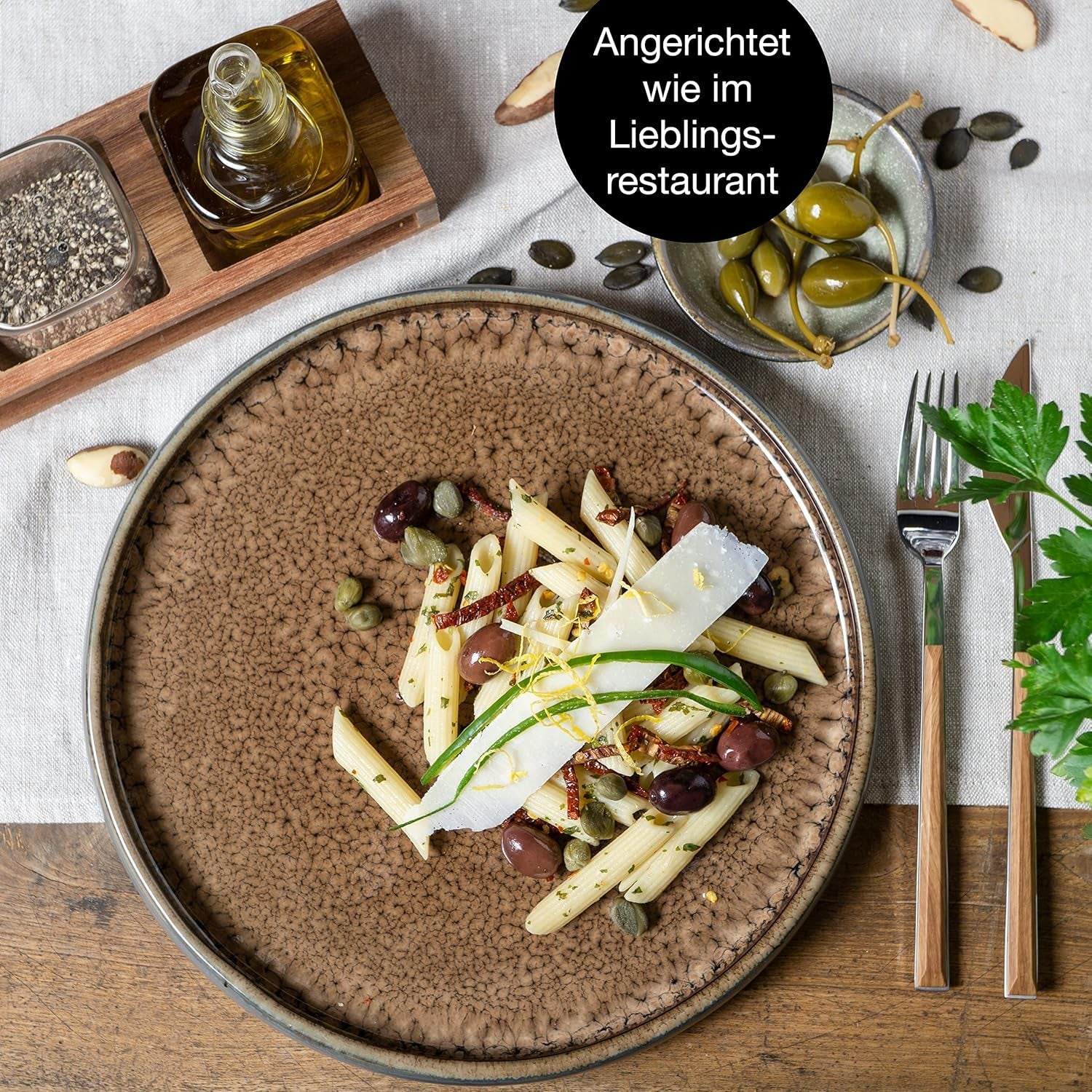 Moritz & Moritz SOLID 18-teiliges Steingut-Geschirrset für 6 Personen – Geschirrset für 6 Personen, bestehend aus 6 Speisetellern, 6 Desserttellern und 6 Speisetellern