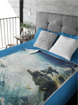 Zelda Sherpa-Decke – Sky Totk – 100 x 150 cm – offizielles Lizenzprodukt, grün, zwei HÃ“MADICT-Betten und Decken