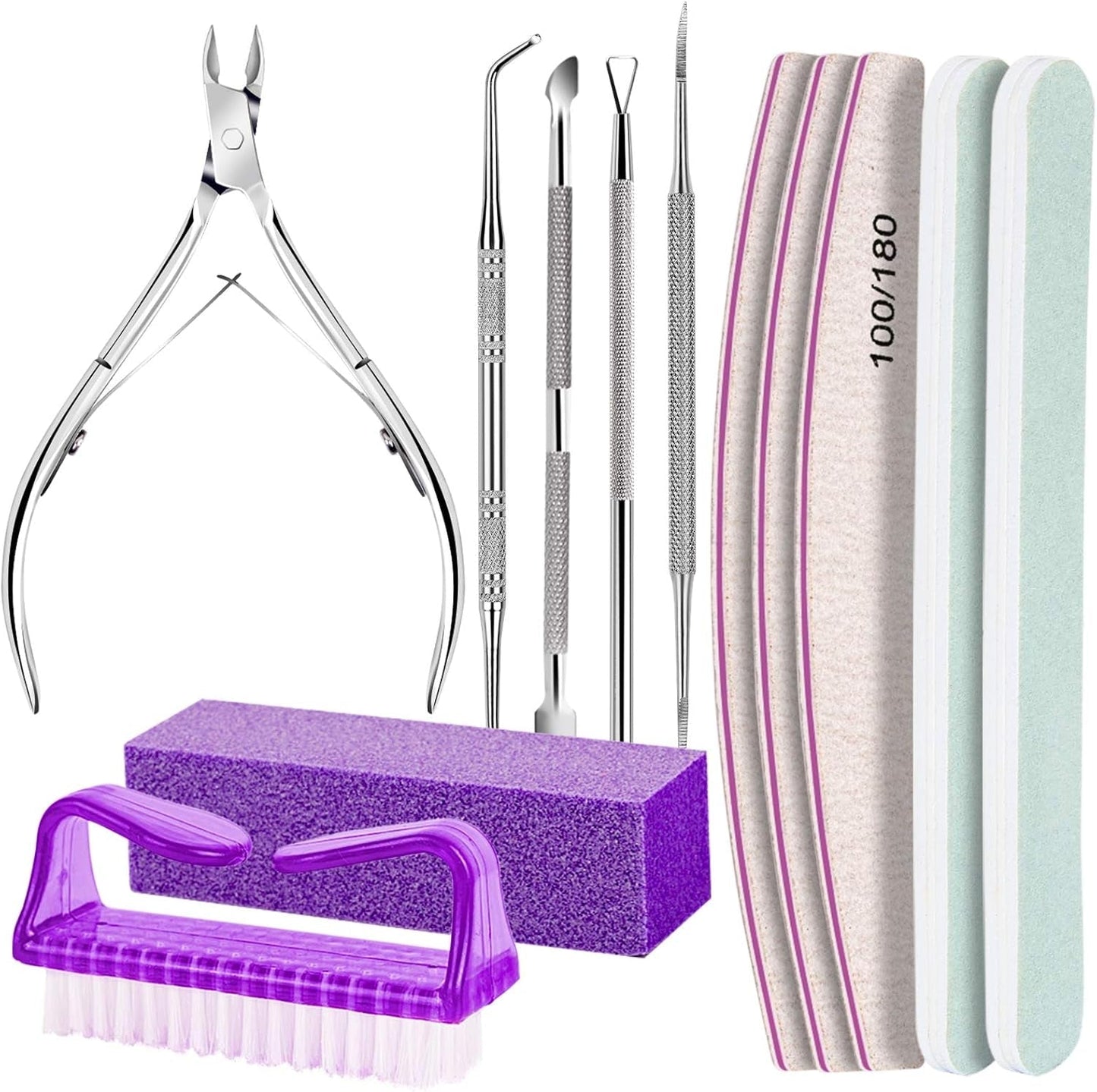 FANDAMEI Maniküre-Set, Buffer Für Nägel, Nagelfeile 100/180, Nagelfeilen Für Gelnägel, Nagelhautschieber, Buffer Für Gelnägel, Feilen Für Gelnägel, Nagelzange, Nagelfeilen Set, Maniküre & Pediküre Set