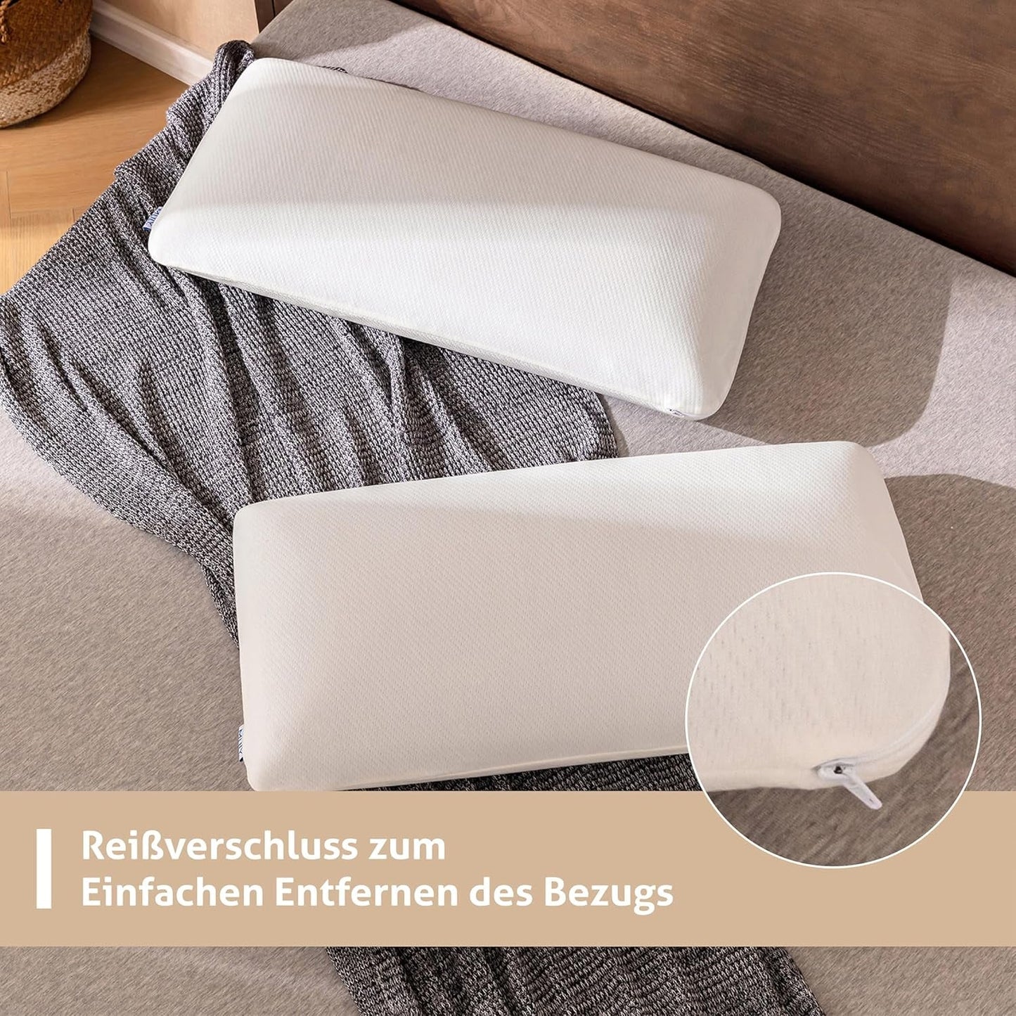 EGO HOME Kissen Memory Foam Weiches ergonomisches Kissen für Rückenschläfer Seitenschläfer Nackenstützkissen mit atmungsaktivem und waschbarem Bezug, Öko-Tex-zertifiziert, Nackenkissen 75 x 35 cm Perne Standard Naty Shop