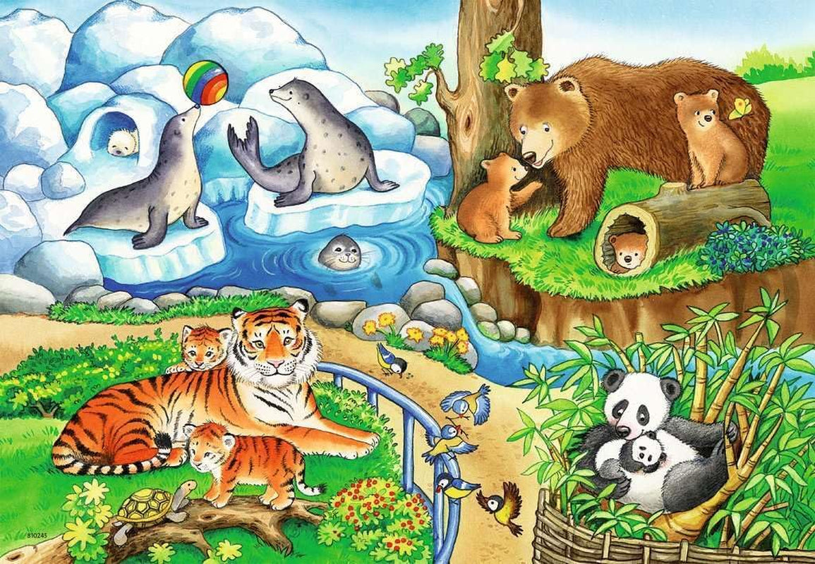 Ravensburger Puzzle für Kinder – 07602 Tiere im Zoo – Puzzle für Kinder ab 3 Jahren, mit 2X12 Teilen Puzzle Naty Shop