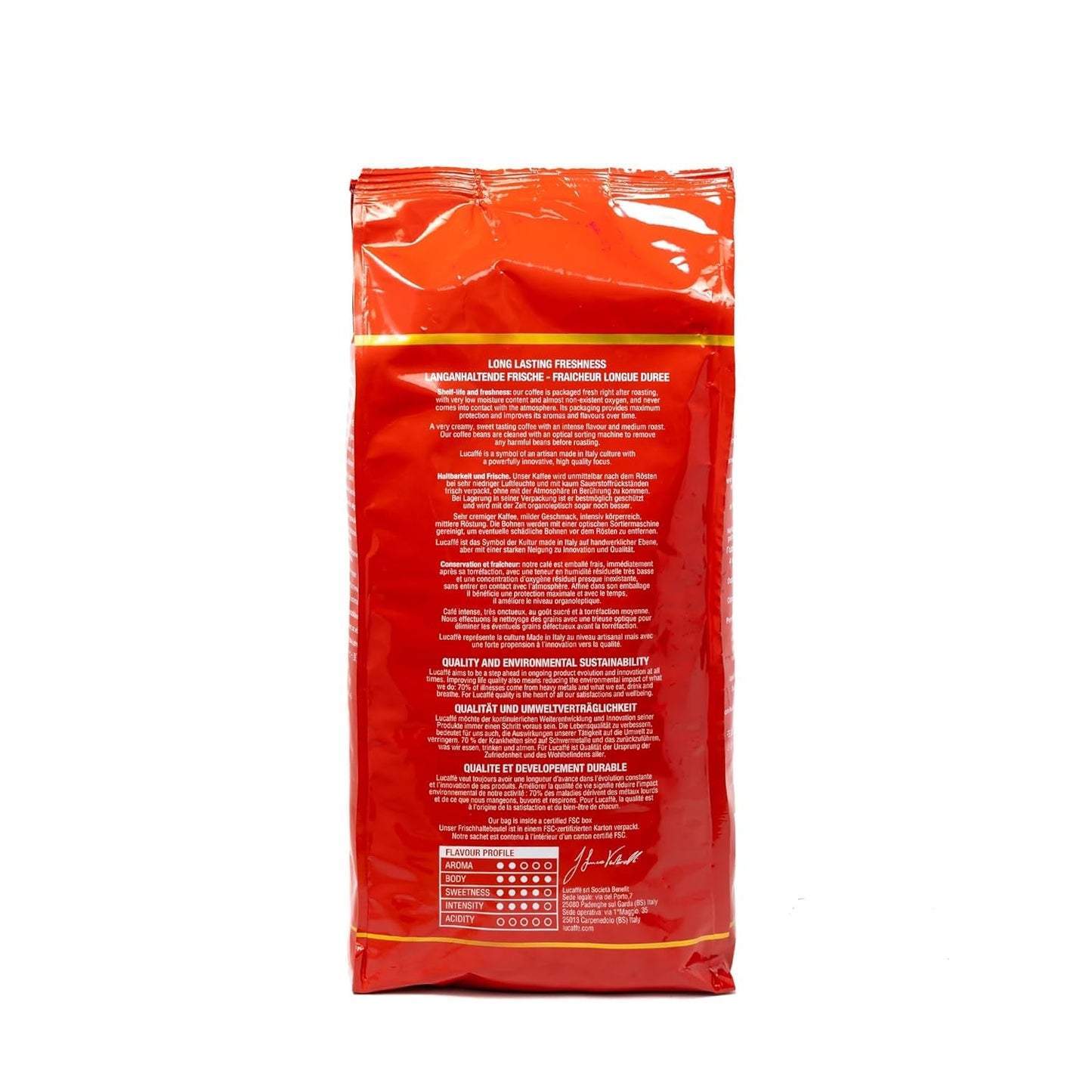 Lucaffé - Kaffeebohnen Mamma Lucia, 1 kg | Kaffee aus ganzen Bohnen für cremigen Espresso | Helle Röstung | intensiver und cremiger Gesmack