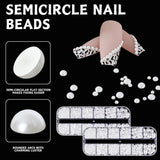 12 Größen Nail Art Perlen, Flache Perlen, Nail Art Accessoires, Halbkreis Nagelperlen, Weiße Nail Charms Und Glitzersteine ​​​​Nägel Für Nail Art Design, DIY Basteln, Alltag, Hochzeit (2 Boxen)