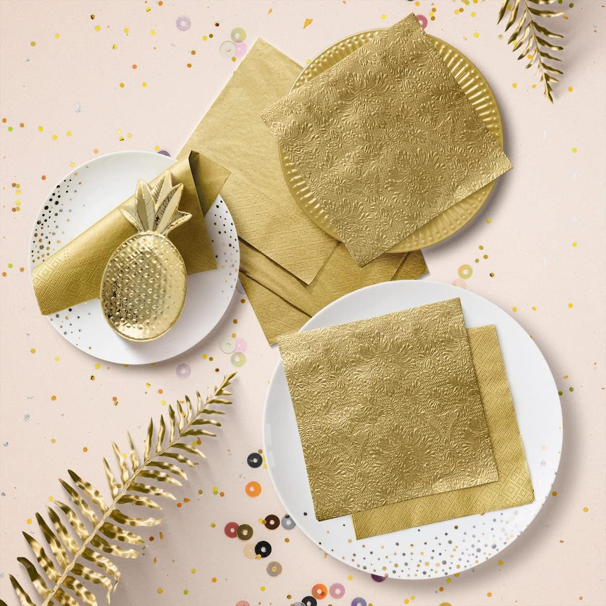 PAW – 3-lagige Servietten (33 x 33 cm) I 20 Stück I Perfekt für Geburtstage, Partys, Hochzeiten, Kommunionen und Feiertage I Farbige Papierservietten – besondere Anlässe, Ornamente I Inspiration Classic (Gold)