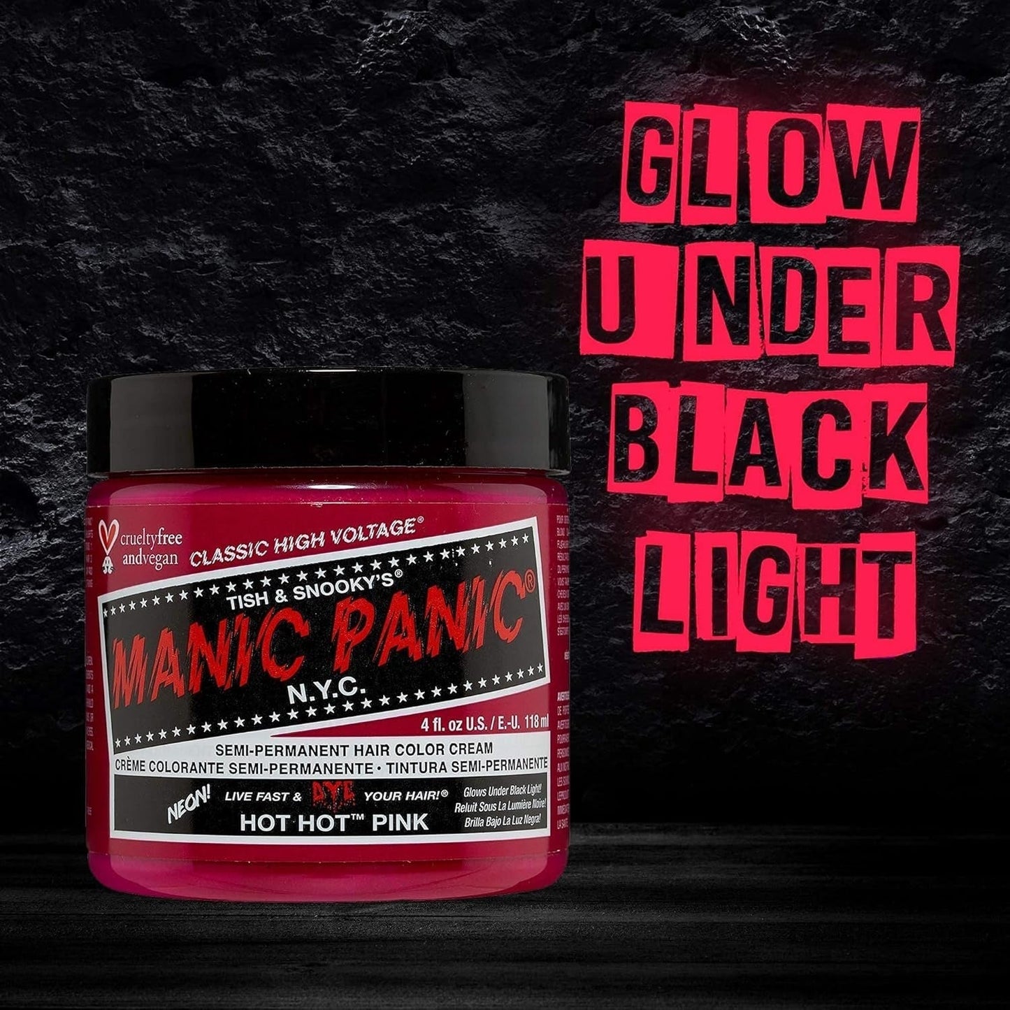 Manic Panic Hot Hot Pink Classic Cream Vegano Cruelty Free Semi Permanent Haarfärbemittel 118 ml Naty Shop Haarfärbemittel