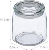 Relaxdays Vorratsdosen mit Deckel, 6er-Set, Glas, 1,3 l, achteckige Vorratsdosen, luftdichte Glasbehälter, klare Frischhalteboxen, Naty Shop