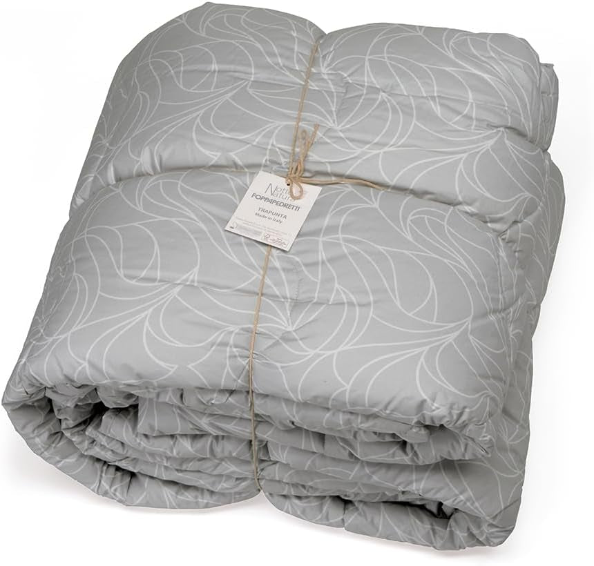 Foppapedretti Nacht&Natura Steppdecke für Doppelbett 2P; Perlwelle, Bezug aus 100 % Baumwolle, hergestellt in Italien. Steppdecken und Steppdecken Naty Shop