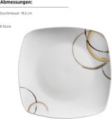 MÄSER Kombi-Geschirrset Nela, 30-teilige Serie, quadratisches Geschirrset für 6 Personen, weiß/braun