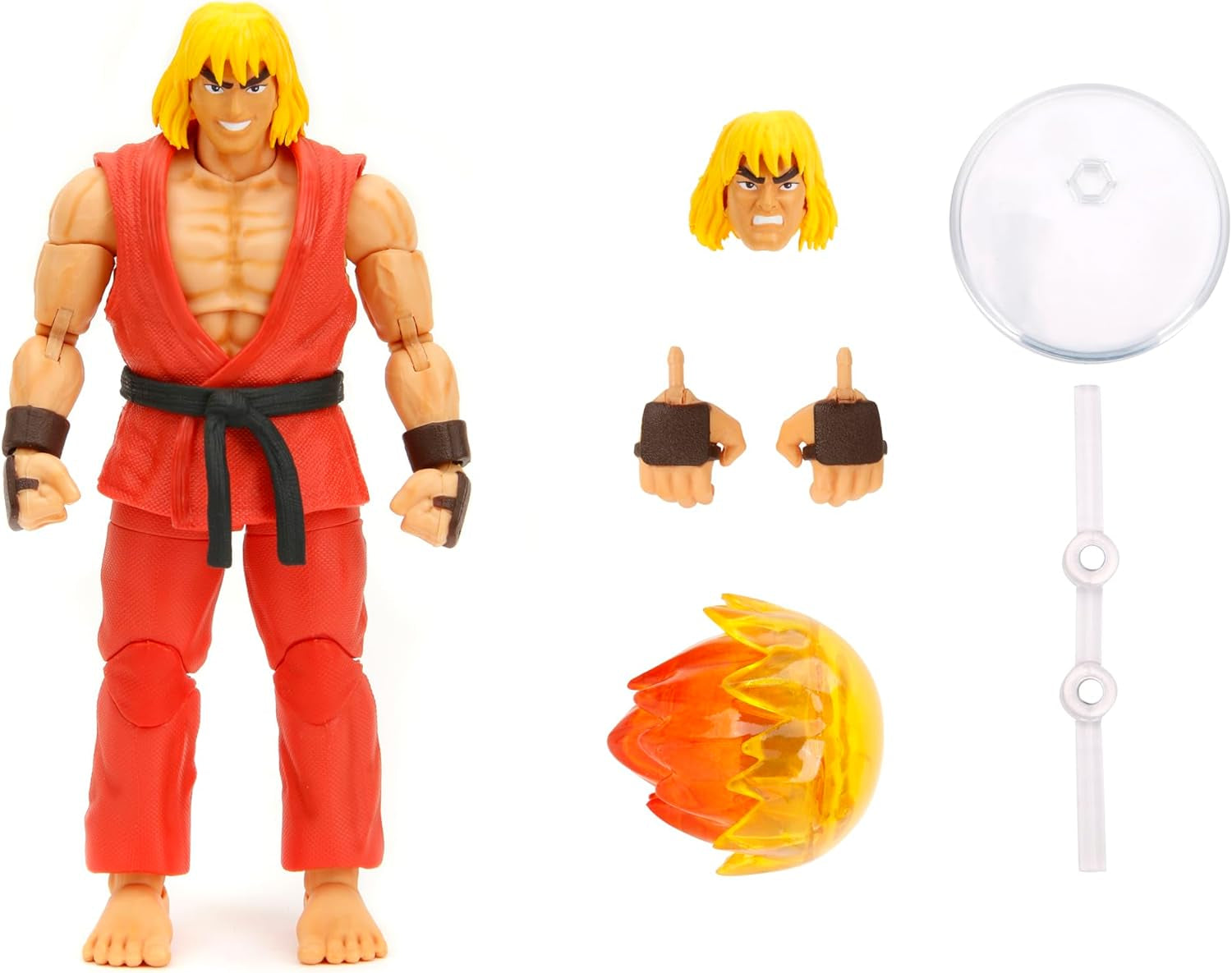 Jada Toys Street Fighter-Figur Guile (15 cm) – Street Fighter 2: The Final Challengers bewegliche Actionfigur zum Sammeln mit alternativem Kopf, Händen und Zubehör, ab 13 Jahren. Actionfiguren Naty Shop Ken