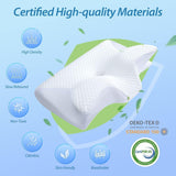 HOMCA Nackenkissen Orthopädisches Kissen 2-in-1-Memory-Schaum-Kissen Nackenstützkissen Ergonomisches Kopfkissen für Rücken-, Seiten- und Bauchschmerzen 60 x 13/11 x 40 cm Naty Shop Orthopädische Nackenkissen