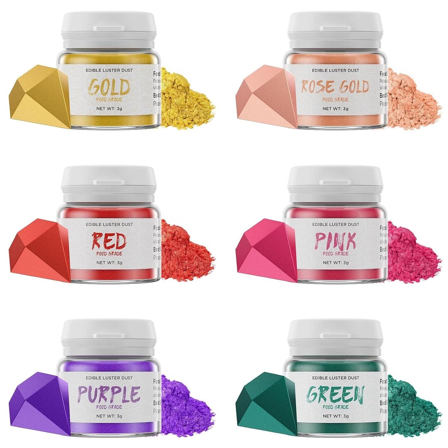 Essbarer Glitzer, 3 Gramm Naty Shop Klassische Farben
