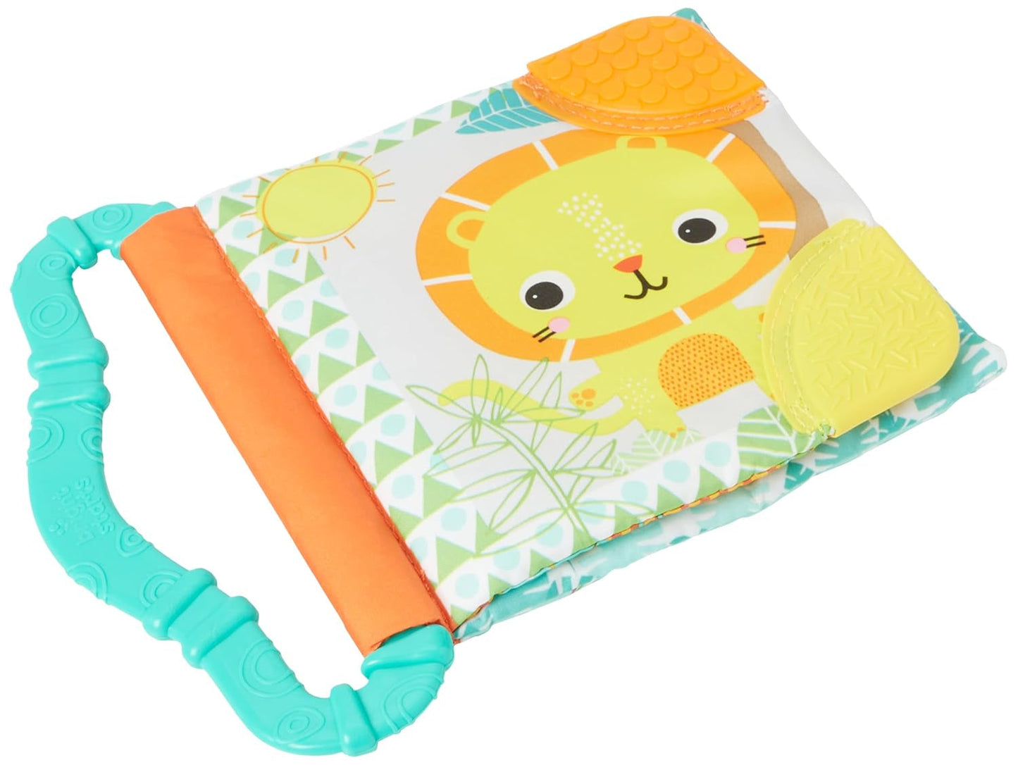 Bright Starts, Teethe & Read, Rassel-Stoffbuch, Greifling und Stofftier-Bilderbuch, Rasselbuch, Beißring, beruhigendes Zahnfleisch, Spielzeug für Babys und Kleinkinder ab 3 Monaten. Babyspielzeug Naty Shop