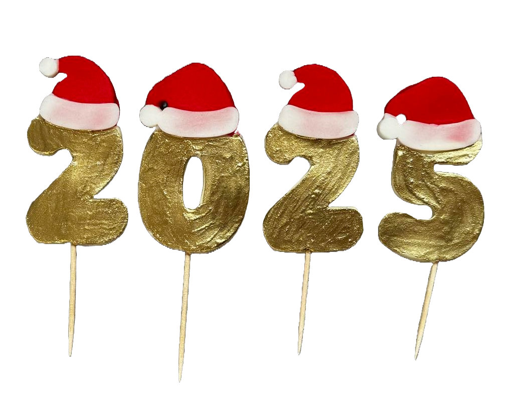 Set mit 4 essbaren Dekorationen aus Zuckerpaste, Happy Birthday, 2025 Dekorationen aus Zuckerpaste Naty Shop