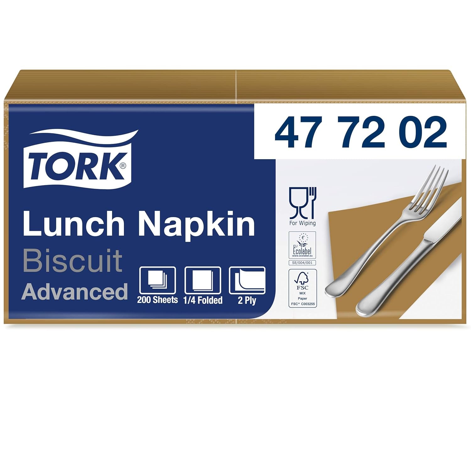 Tork 477840 Limetten-Lunchservietten / 2-lagige Servietten für kleine Mahlzeiten oder Snacks / Erweiterte Qualität / 10 x 200 (2000) Papierservietten / 32,6 x 33 cm (L x B) / 1/4-Faltung