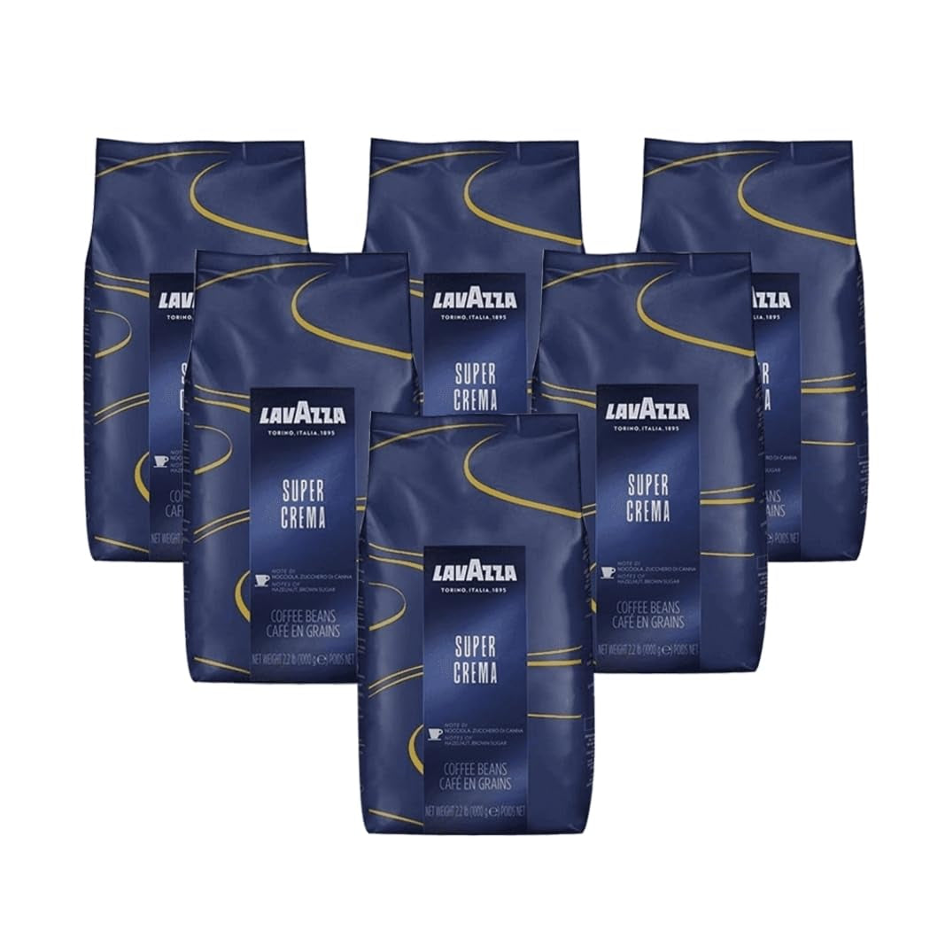 Lavazza Espresso Super Crema Kaffee, ganze Bohne, gemahlener Kaffee, 6er-Pack, 6 x 1000 g