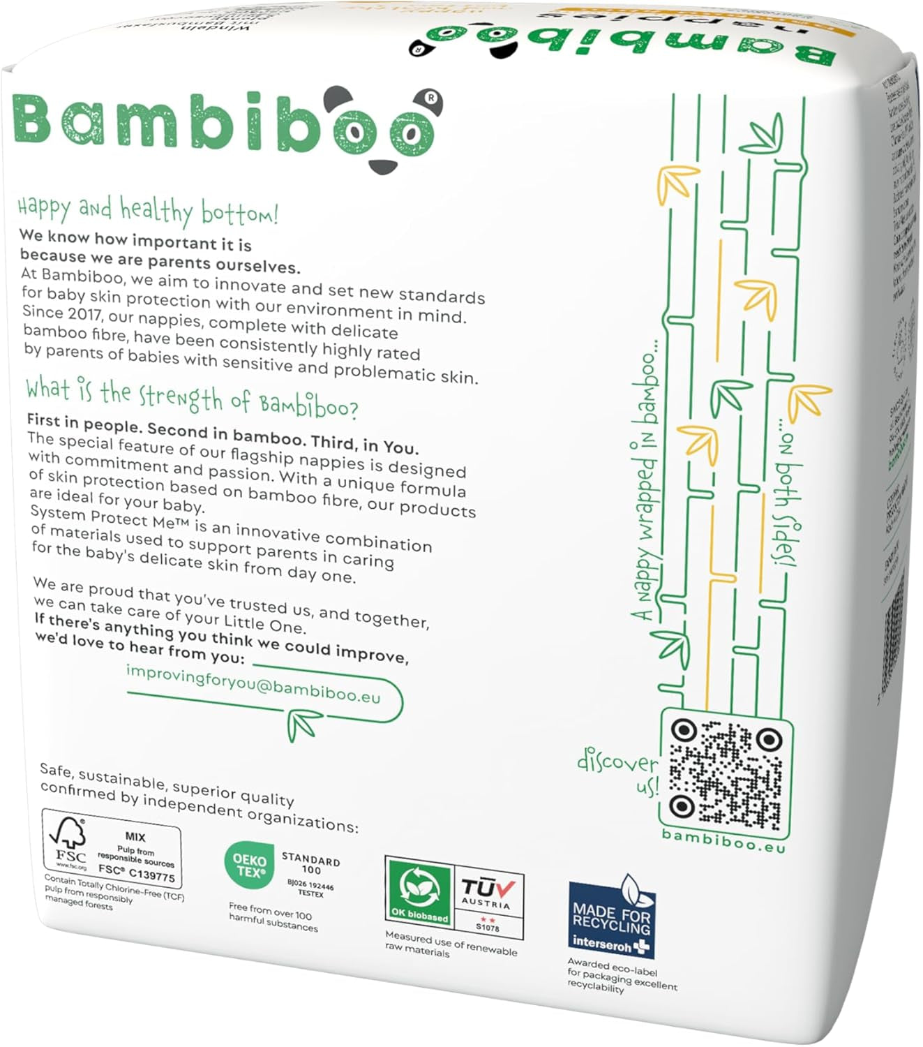 Bambiboo Mini-Einwegwindeln, hautfreundlich, mit weicher Bambusfaser-Nabelöffnung – Windeln für Neugeborene – Einwegwindeln für Neugeborene – Hautschutz – Größe 2, 25 Stk