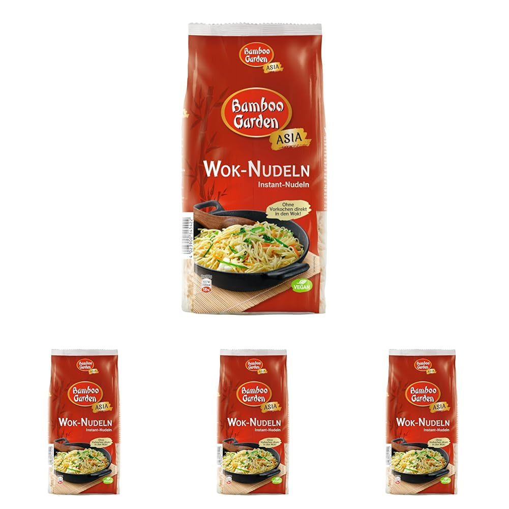 Bamboo Garden - Wok-Nudeln | Instantnudeln mit Ei | Mischen, kein Vorkochen erforderlich | Für asiatische Wok-Gerichte | 250 g im Beutel