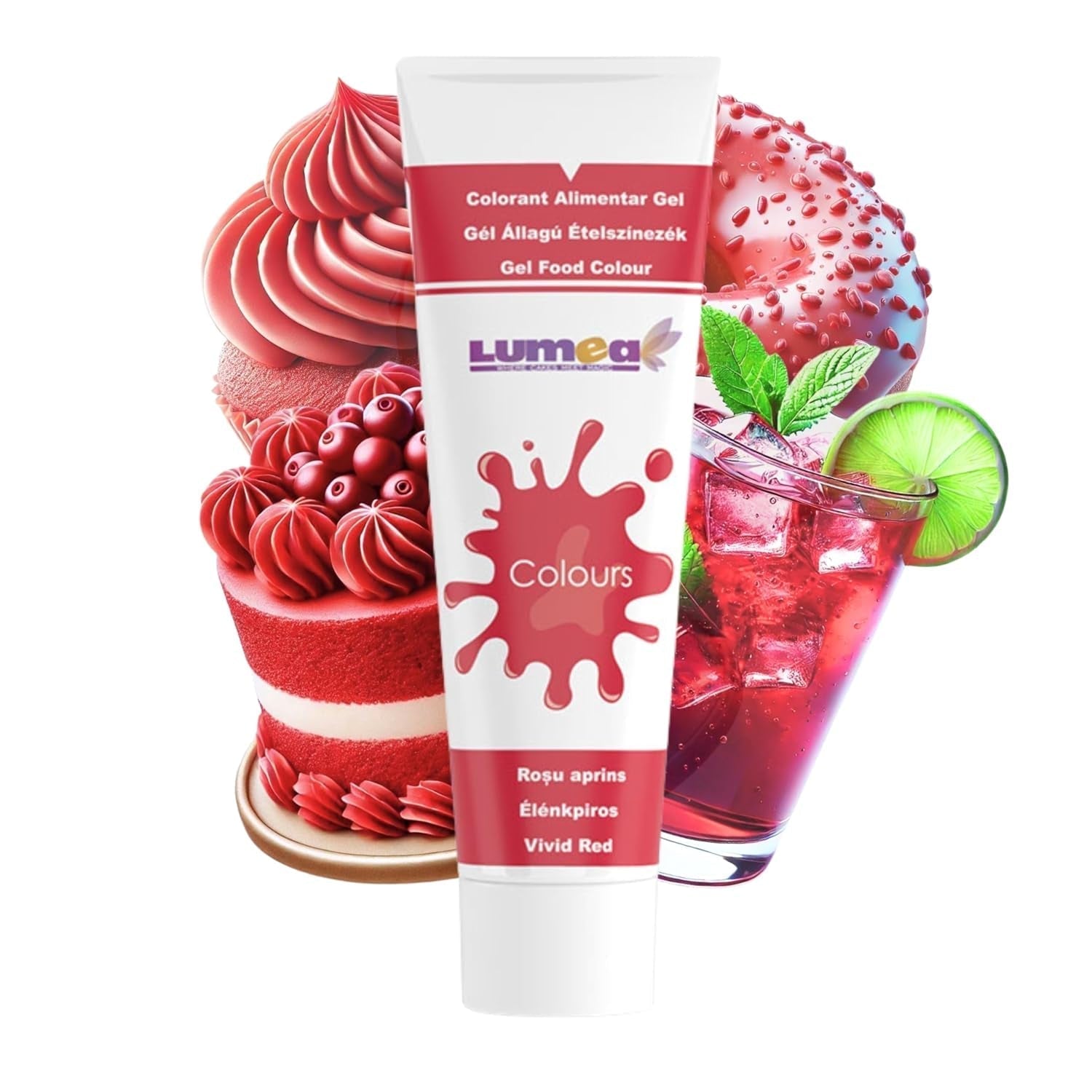 Dekozauber 24 rote Lebensmittelfarbe, Gel, 30 g, vegan, zuckerfrei, hochkonzentriert, rote Lebensmittelfarbe für Fondant, Buttercreme, Getränke und mehr