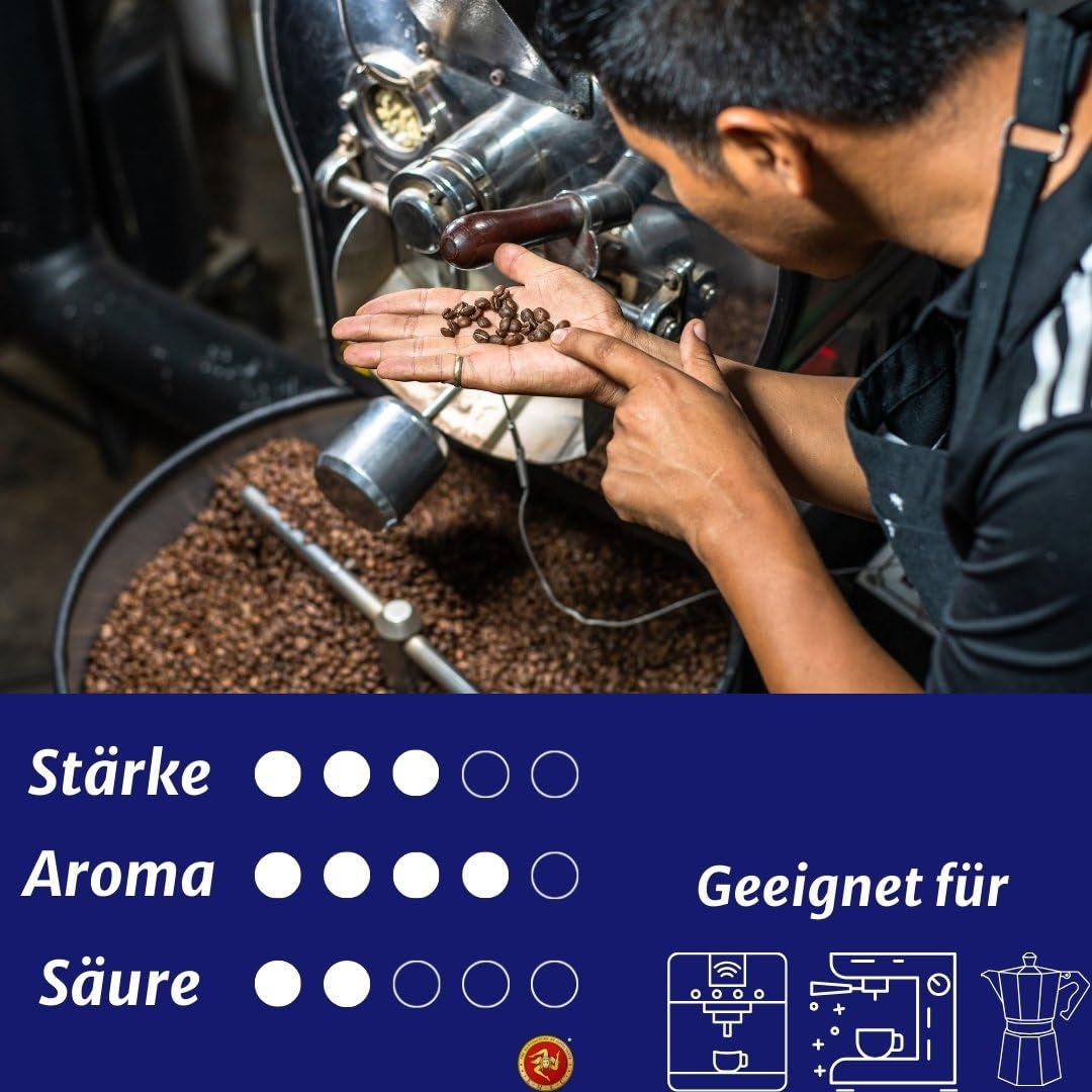 Caffè Espresso Kaffeebohnen – Traditionelle Röstung in Sizilien – Premium Kaffeebohnen, 250g Beutel, für Vollautomaten und Siebträger