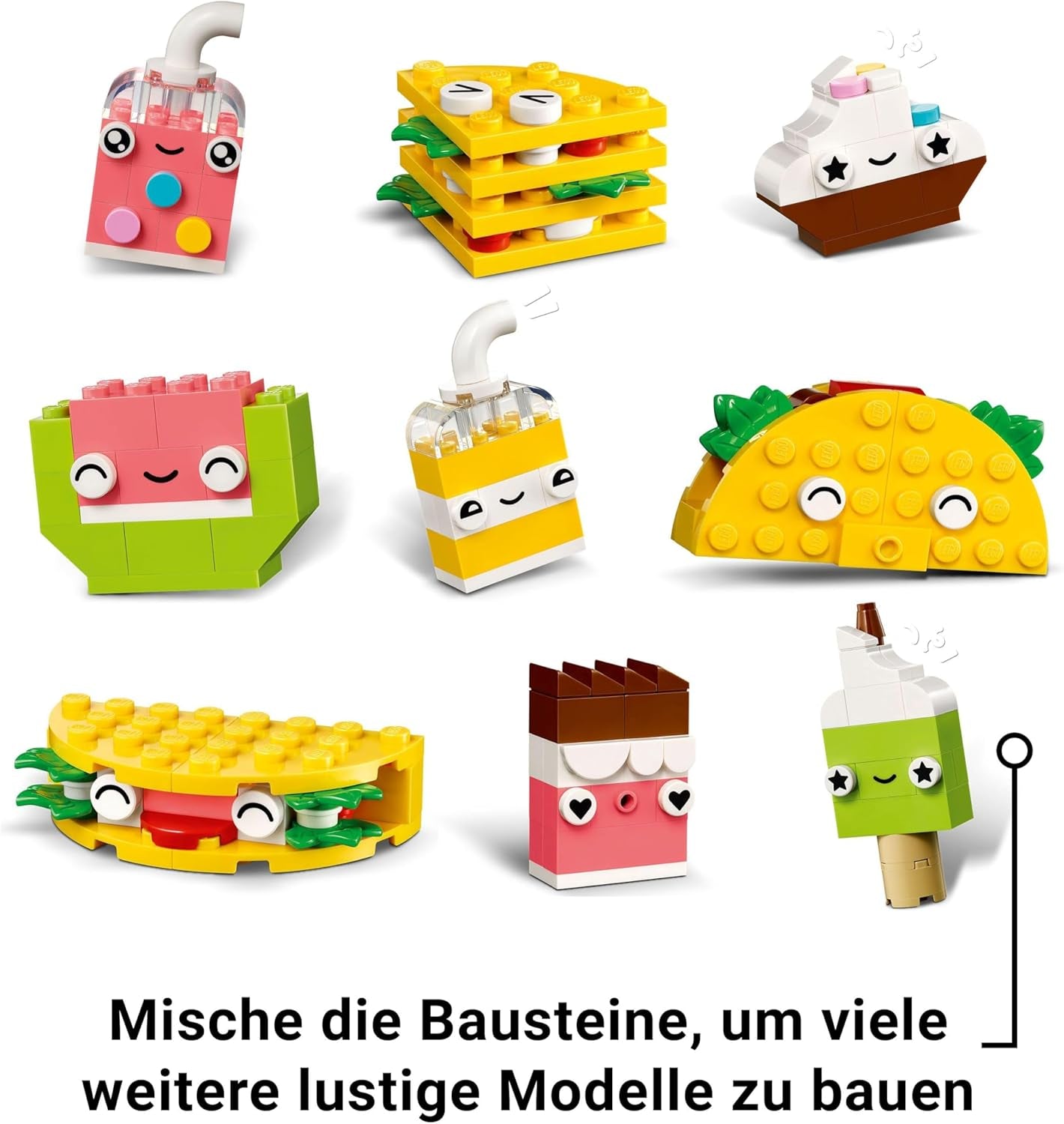 LEGO Classic Bauspaß für kreative Snacks, Lebensmittelspielzeug für fantasievolles Rollenspiel, Bauset für Jungen und Mädchen ab 4 Jahren, Cupcake, Avocado, Eis am Stiel und Taco 11039 Bausätze Besuchen Sie den LEGO-Store