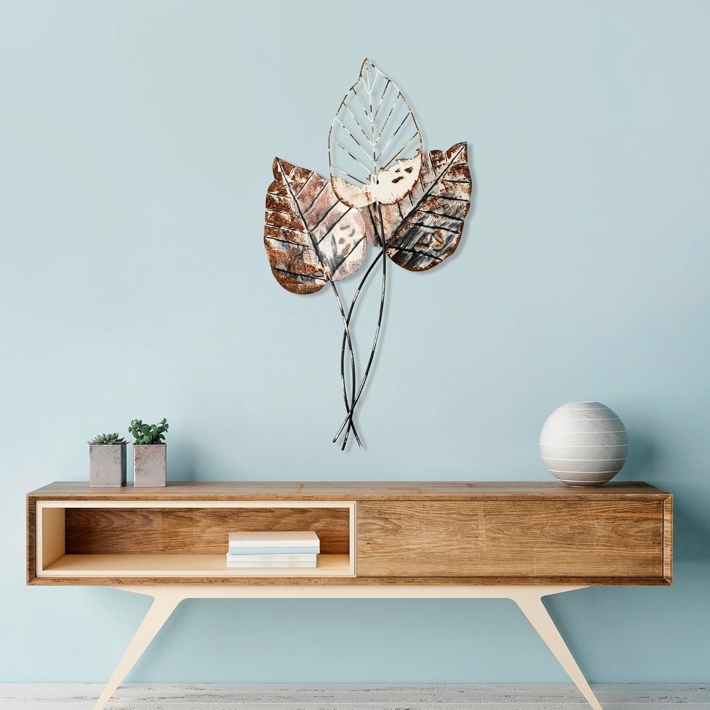 Handgefertigtes dekoratives Wandaccessoire aus Metall, 45 x 85 cm | 100 % Metall (1,5 mm) | Einzigartiges braunes und schwarzes Design, perfekt für die Innendekoration | An der Wand montierbare Statuetten und Skulpturen Naty Shop Standardtitel