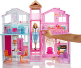 Barbie Dream House, 3-stöckiges Stadthaus mit 5 Zimmern, inklusive Zubehör wie Möbeln, faltbar und Aufbewahrung, Spielzeug für Kinder ab 3 Jahren, DLY32