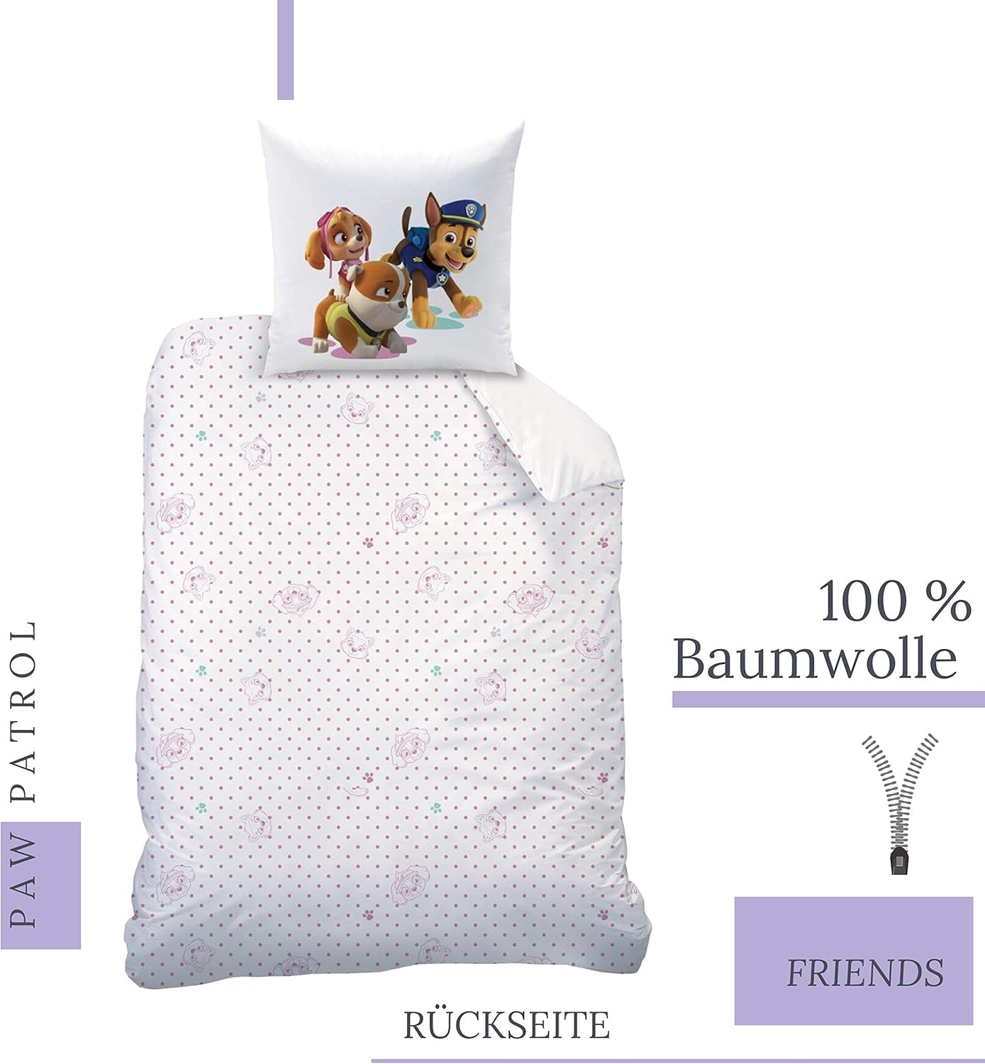 Paw Patrol Bettwäsche, 2 Stück, für Mädchen Bettwäsche – Kinder Naty Shop
